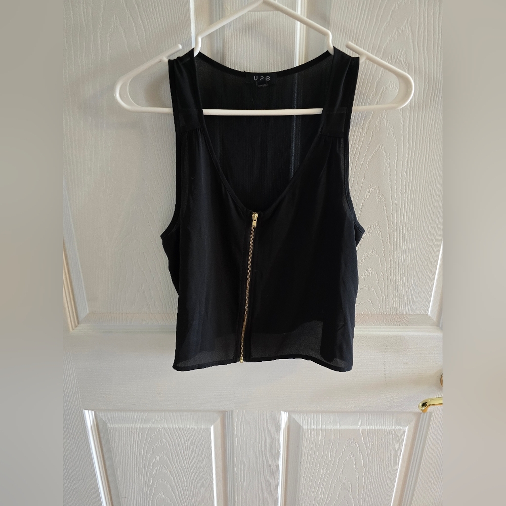 H&M Black Tank Top with Silver Zipper